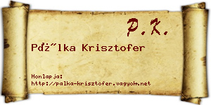 Pálka Krisztofer névjegykártya